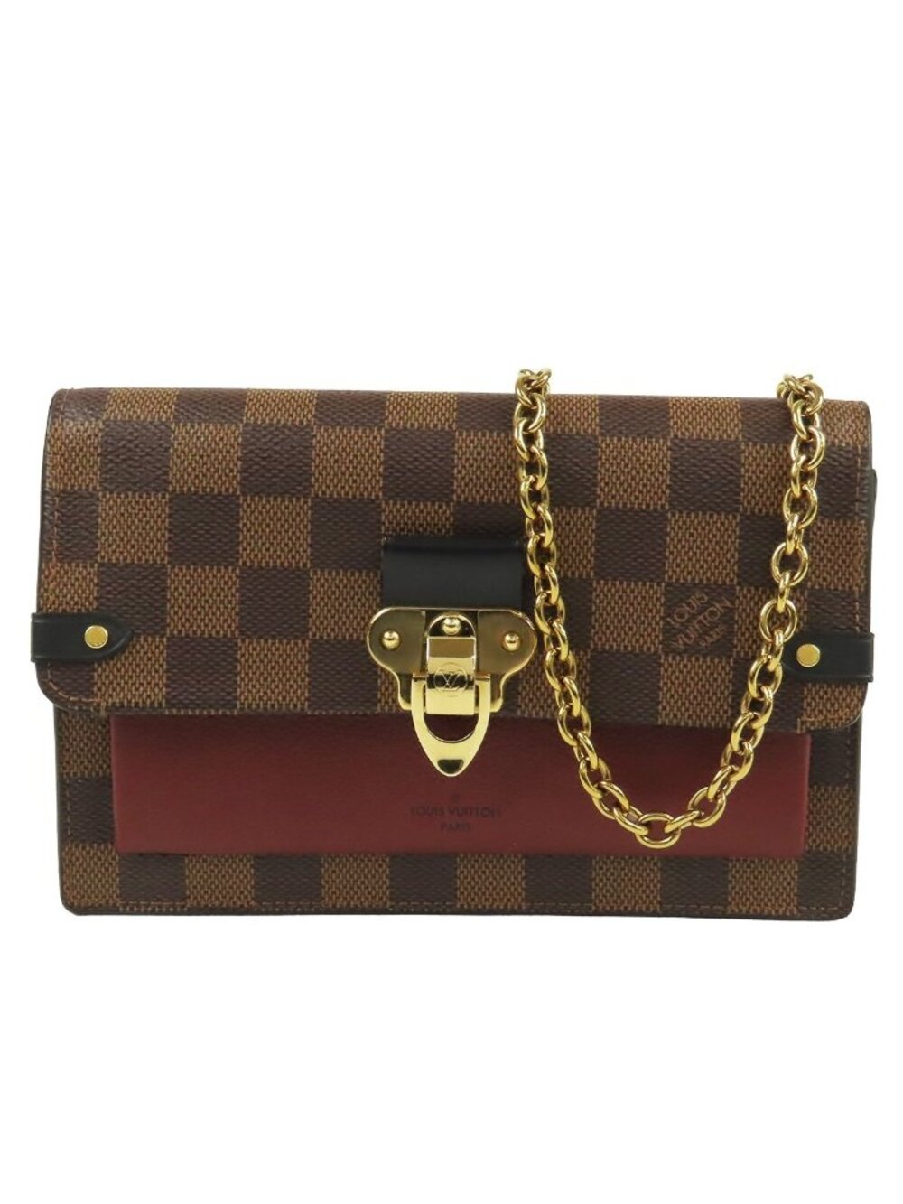 Louis Vuitton Portefeuille Vavin Brown Damier Canvas Wallet Pochette Chain